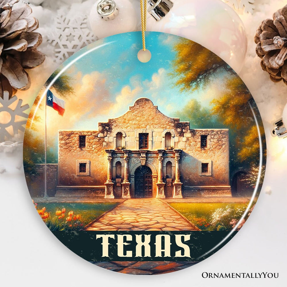 Rustic Texas Alamo Ornament, American Western Charm Christmas Gift and San Antonio Historical Souvenir