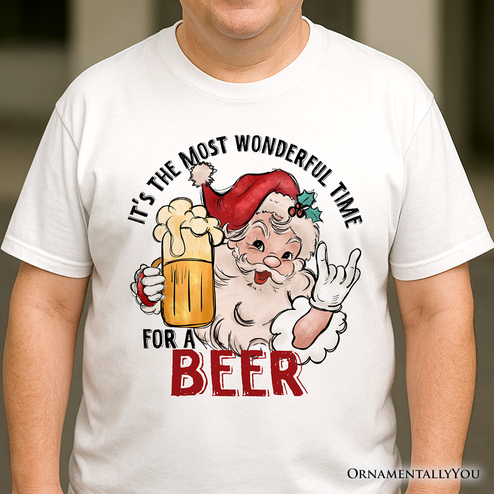 Santa Beer Christmas T‑Shirt, It’s The Most Wonderful Time Funny Holiday Tee for Festive Drinkers