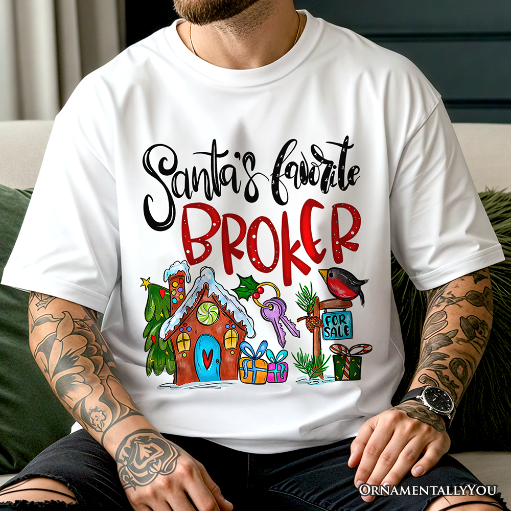 Santa's Favorite Broker T-Shirt, Festive Holiday Christmas Tee