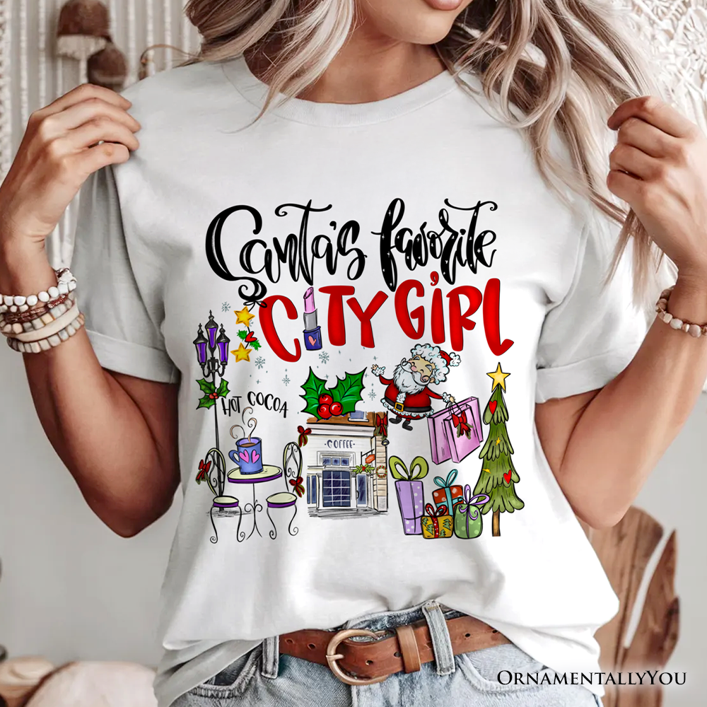 Santa's Favorite City Girl T-Shirt, Merry Christmas Shopping Tee