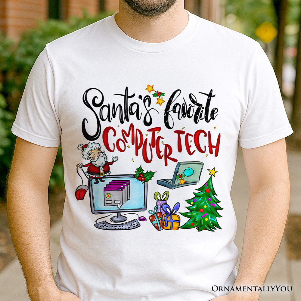 Santa's Favorite Computer Tech T-Shirt, Merry Christmas Tech Support Tee