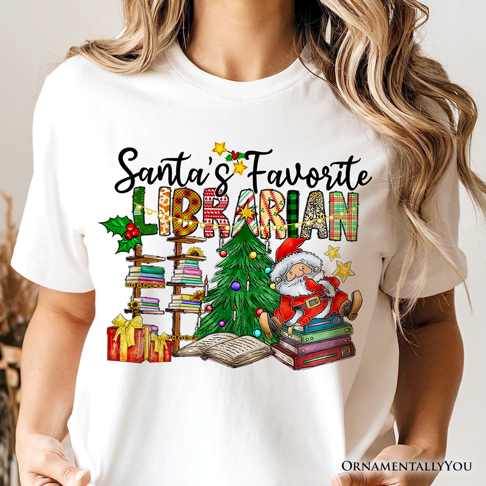 Santa’s Favorite Librarian T-Shirt, Merry Christmas Tee