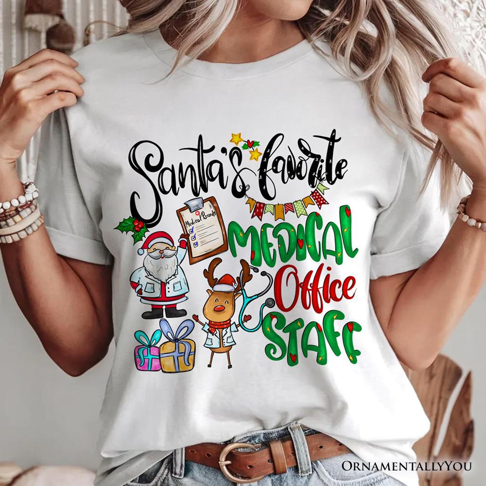Santa's Favorite Medical Office Staff T-Shirt, Merry Christmas Medical Records Tee