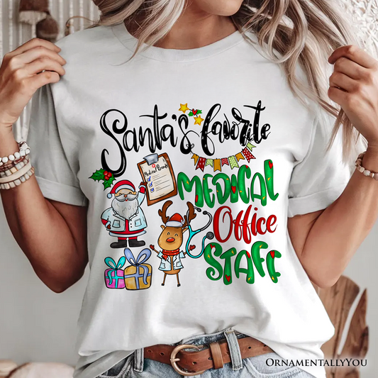 Santa's Favorite Medical Office Staff T-Shirt, Merry Christmas Medical Records Tee