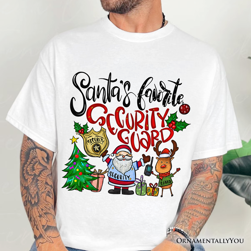 Santa’s Favorite Security Guard T-Shirt, Merry Christmas Safety Patrol Tee