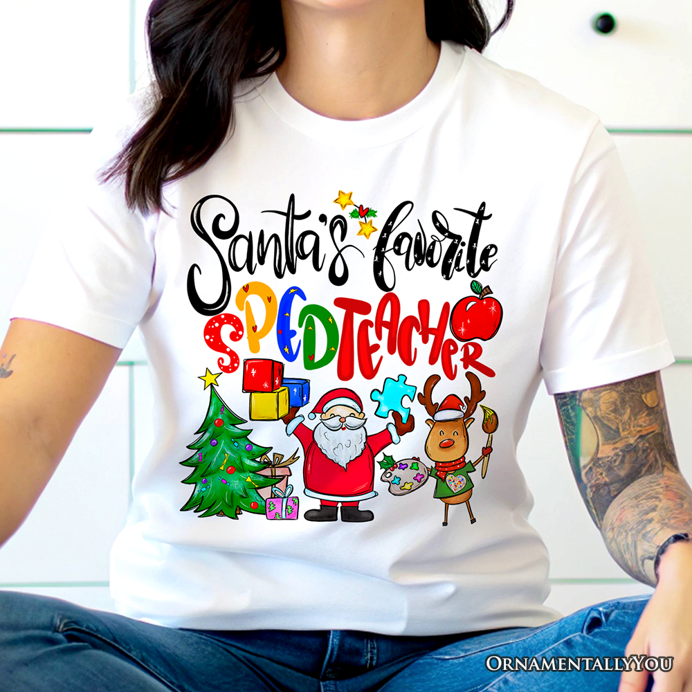 Santa’s Favorite Special Education Teacher T-Shirt, Merry Holiday Classroom Tee