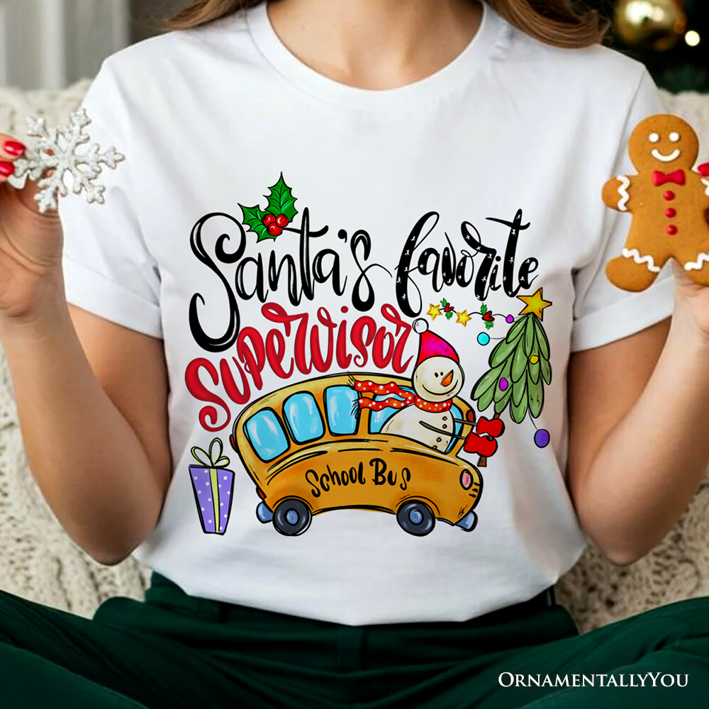 Santa’s Favorite Supervisor T-Shirt, Merry Christmas School Bus Tee