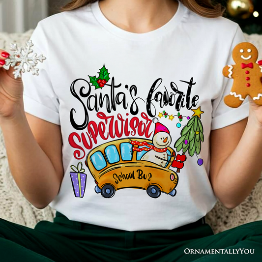 Santa’s Favorite Supervisor T-Shirt, Merry Christmas School Bus Tee