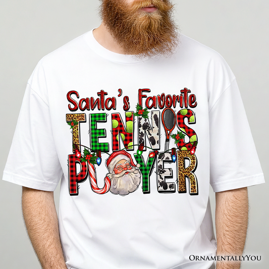 Santa’s Favorite Tennis Player Christmas T-Shirt, Sports Team Holiday Tee