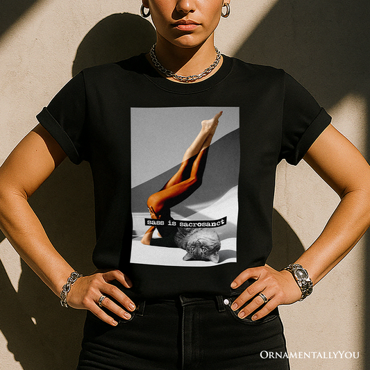 Sass is Sacrosanct 02 Concept Art Graphic T-Shirt, Sexy Cat Woman Black and White Streetwear Tee
