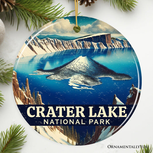 Scenic Crater Lake National Park Ornament, Oregon Mountain Lake Christmas Gift and Nature Souvenir