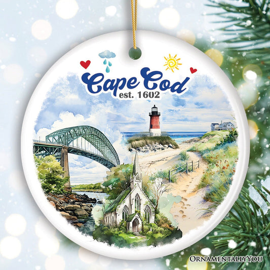 Serene and Vintage Cape Cod Massachusetts Ornament, Rustic Christmas Souvenir and Gift