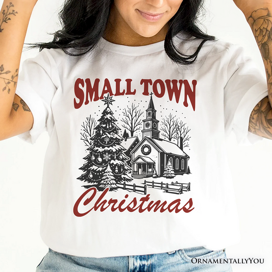 Small Town Christmas Vintage T‑Shirt, Rustic Winter Church Tee