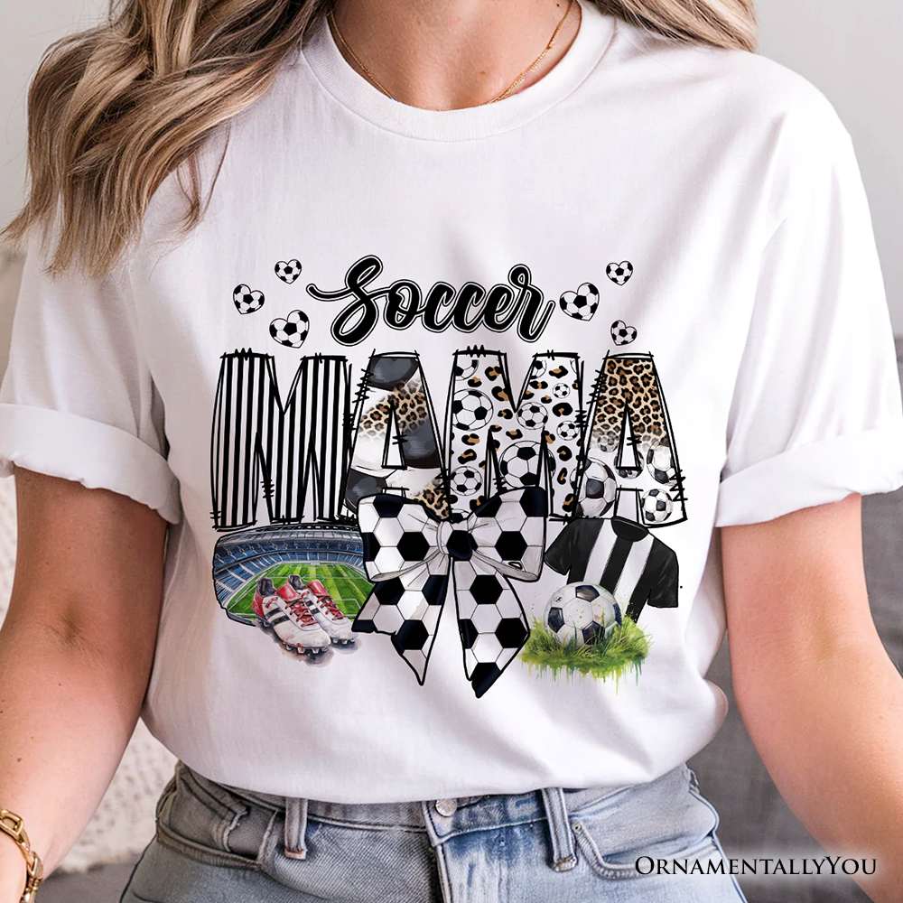 Soccer Mama Coquette Bow T-Shirt, Game Day Mom Life Tee