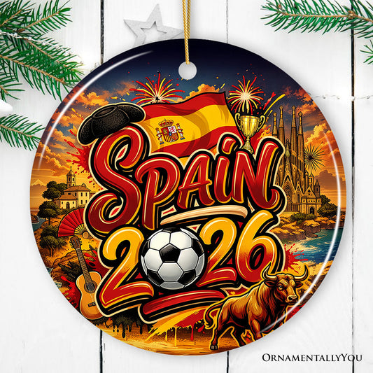 Spain 2026 Soccer Cup Global Championship Ornament, Fans Football Gift and Tree Decor