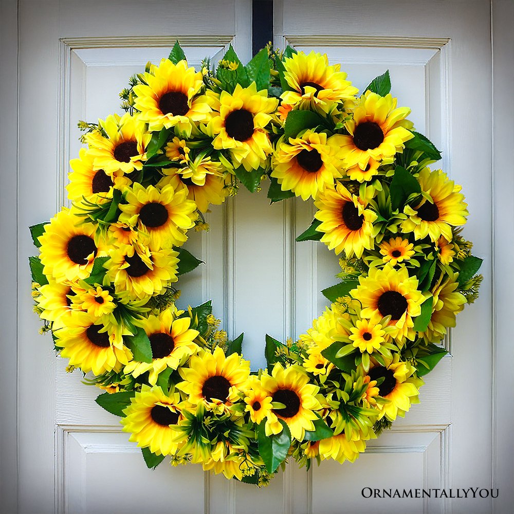 Sunflower Wreath for Front Door or Home, 20 Inches