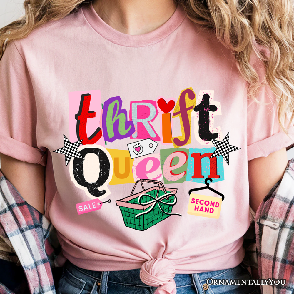 Thrift Queen T-Shirt, Colorful Second Hand Shopping Tee