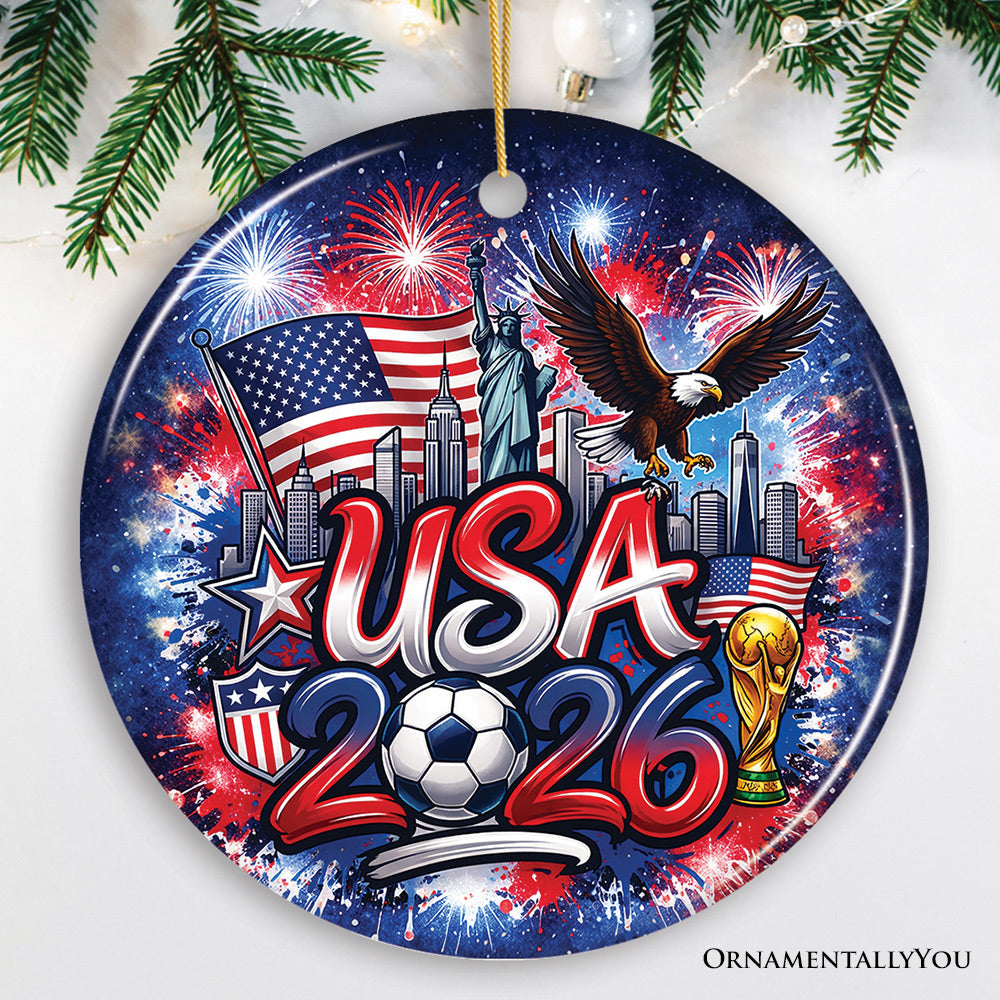 USA 2026 Soccer Cup Global Championship Ornament, Fans Football Gift and Tree Decor