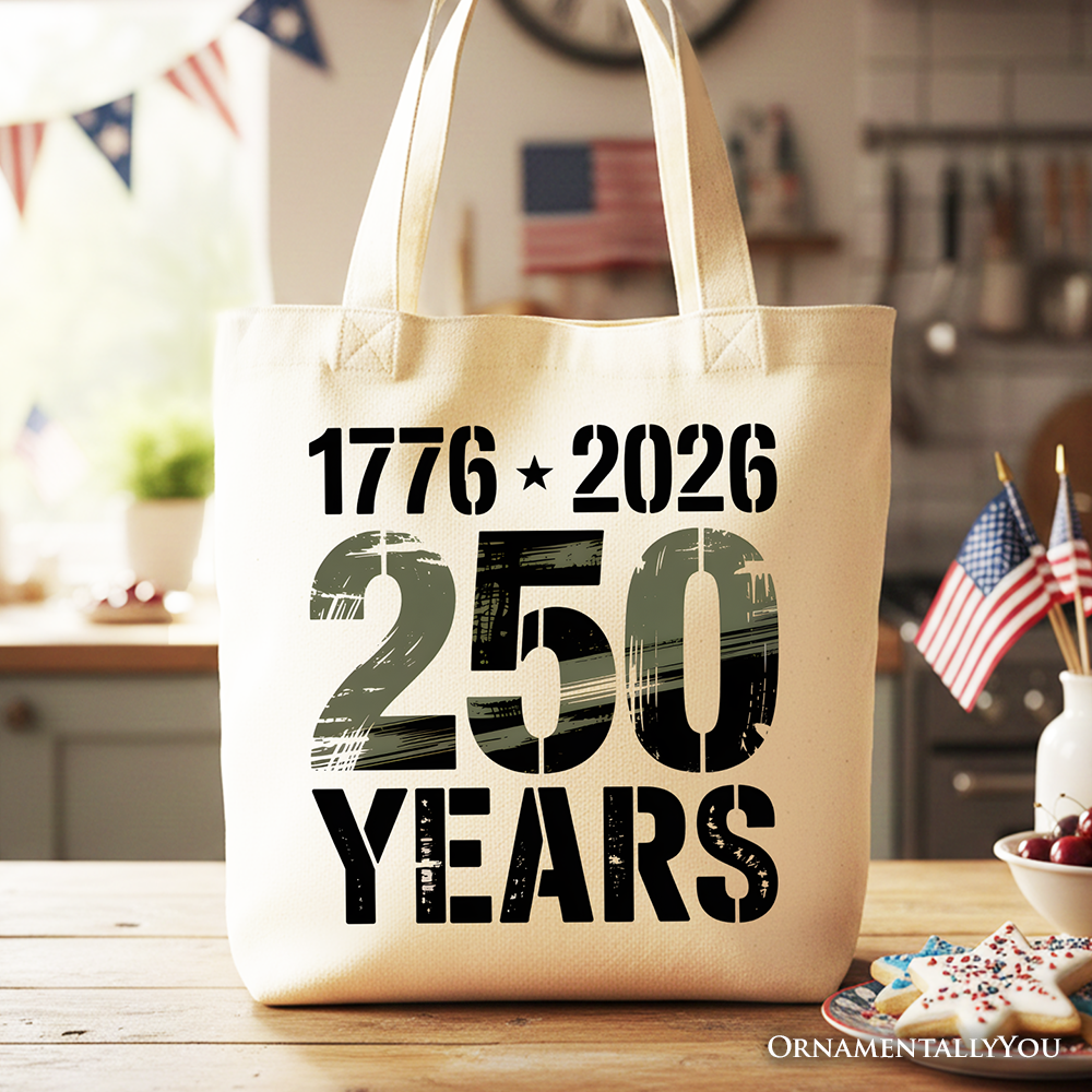 USA 250 Years Anniversary Tote Bag, 4th of July Patriotic 1776–2026 Gift Shopper