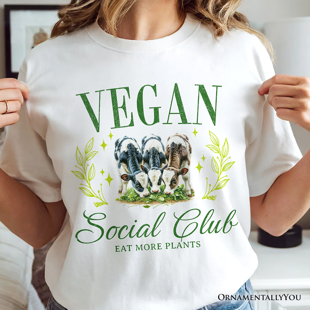 Vegan Social Club T-Shirt, Cute Plant Based Vegetarian Animal Lover Tee
