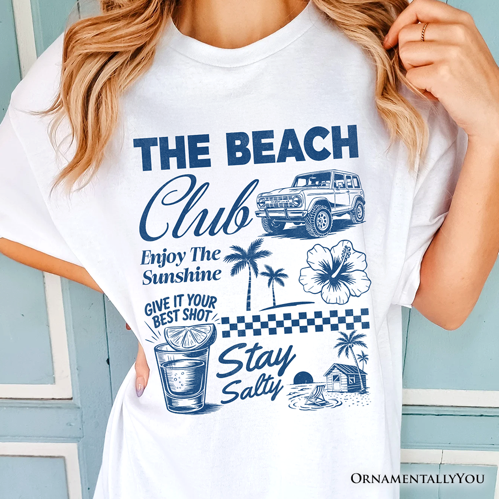 Vintage Coastal Summer Vacation T-Shirt, The Beach Club Stay Salty Tee