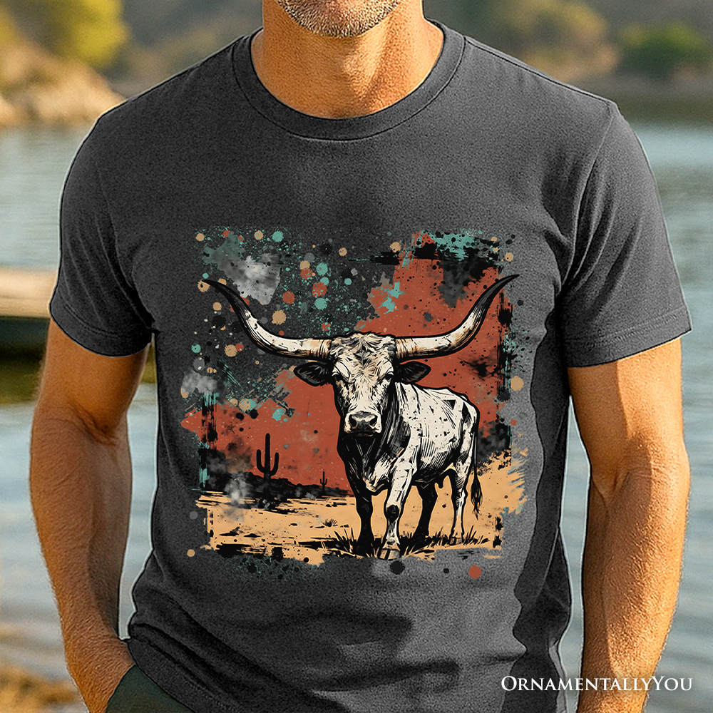 Western Longhorn Bull T-Shirt, Cowboy Rodeo Tee