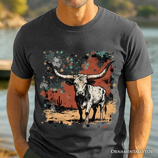 Western Longhorn Bull T-Shirt, Cowboy Rodeo Tee
