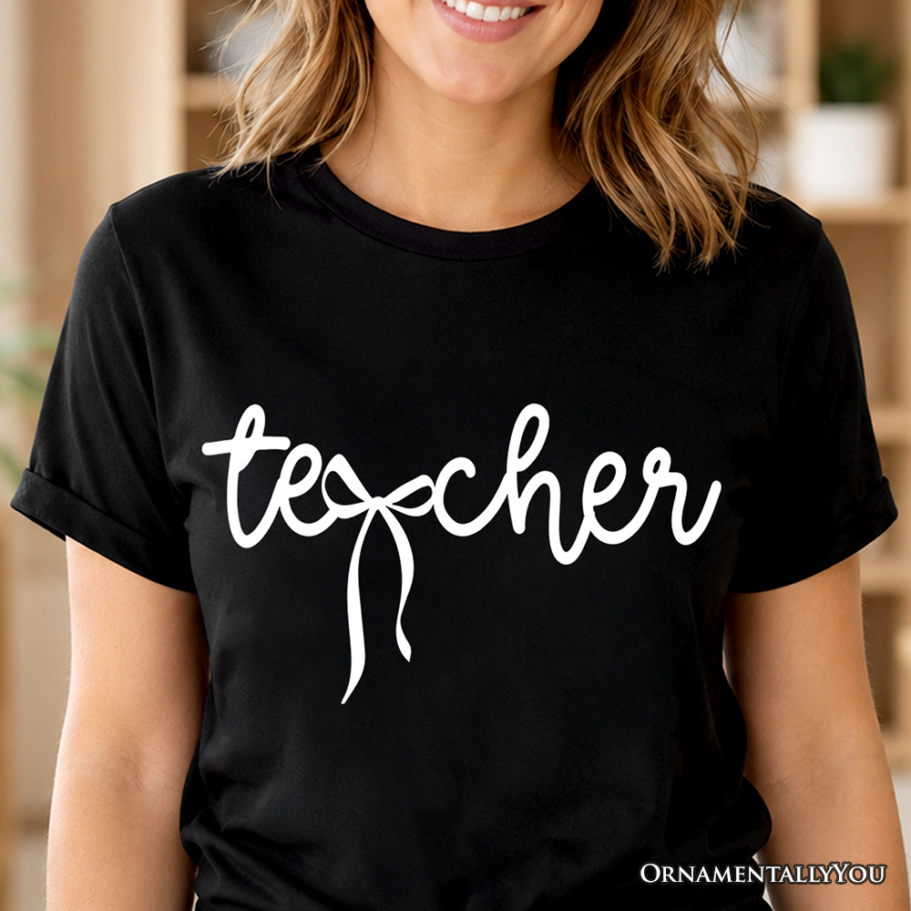 Teacher Coquette Bow T-Shirt, Minimalist Back to School Tee