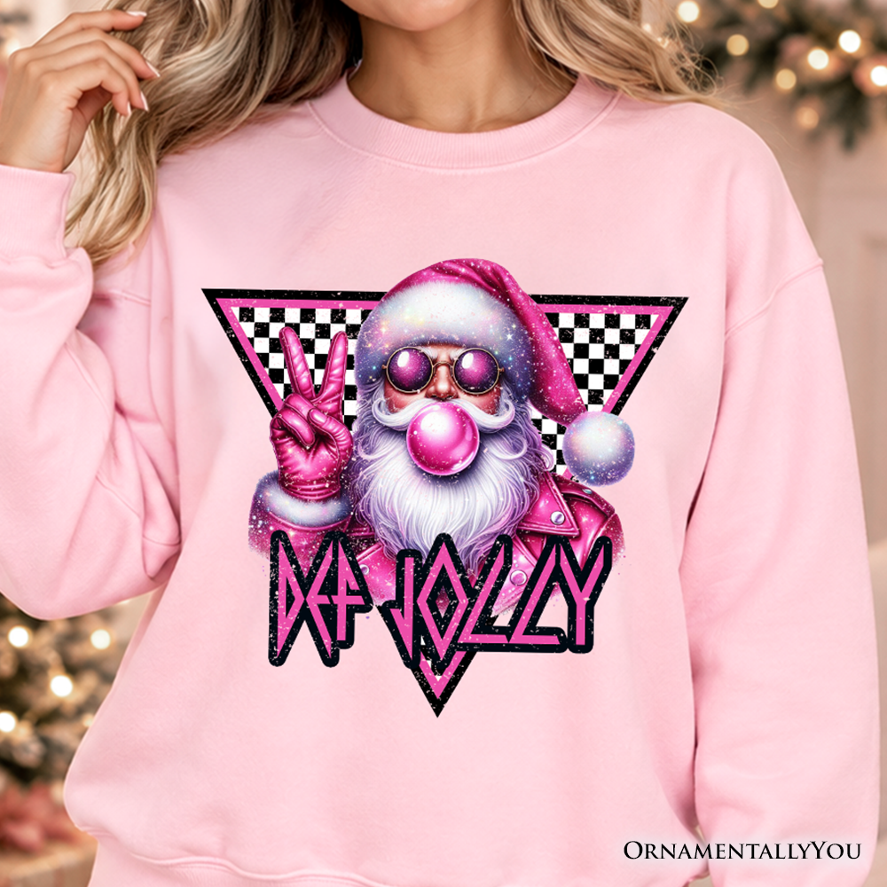 Pink Santa Blowing Bubblegum Sweatshirt, Def Jolly Coquette Retro Christmas Sweater
