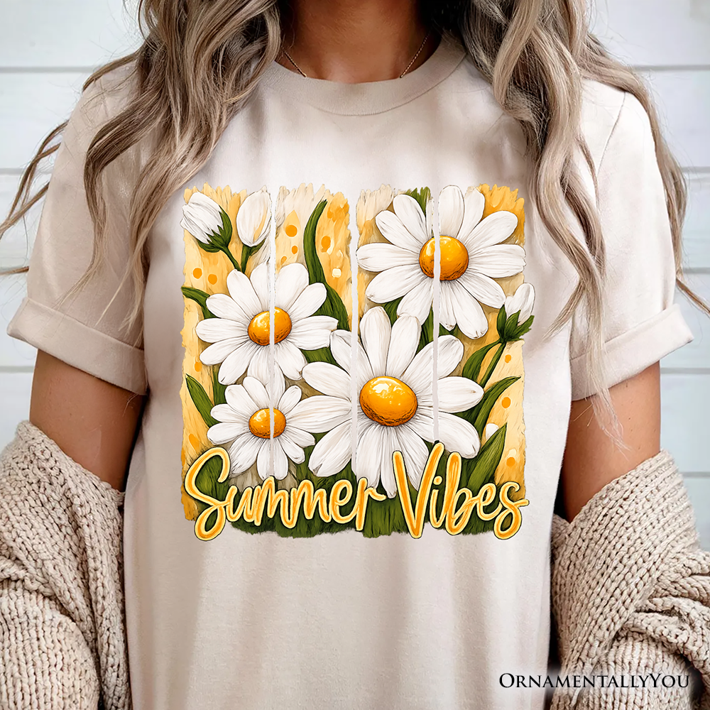 Summer Vibes Daisy Brushstroke Flowers T-Shirt, Aesthetic Tee