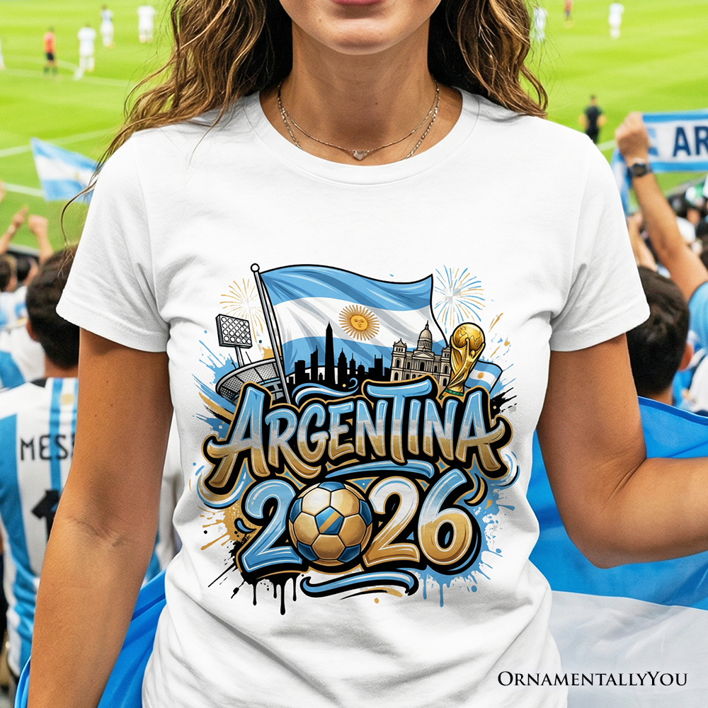 Argentina 2026 FIFA World Cup Soccer T-Shirt, Fans Football Tee