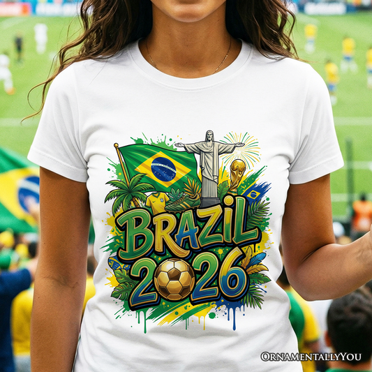 Brazil 2026 FIFA World Cup Soccer T-Shirt, Fans Football Tee
