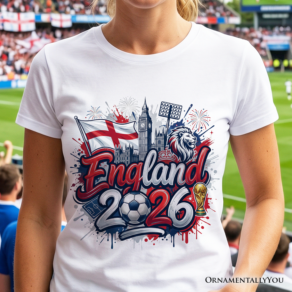 England 2026 FIFA World Cup Soccer T-Shirt, Fans Football Tee