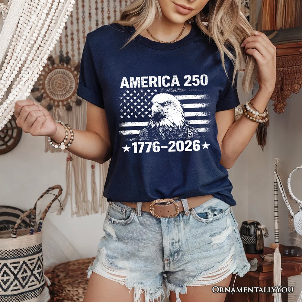 America 250 Freedom Flag Eagle T-Shirt, 4th of July USA Patriotic 1776–2026 Tee