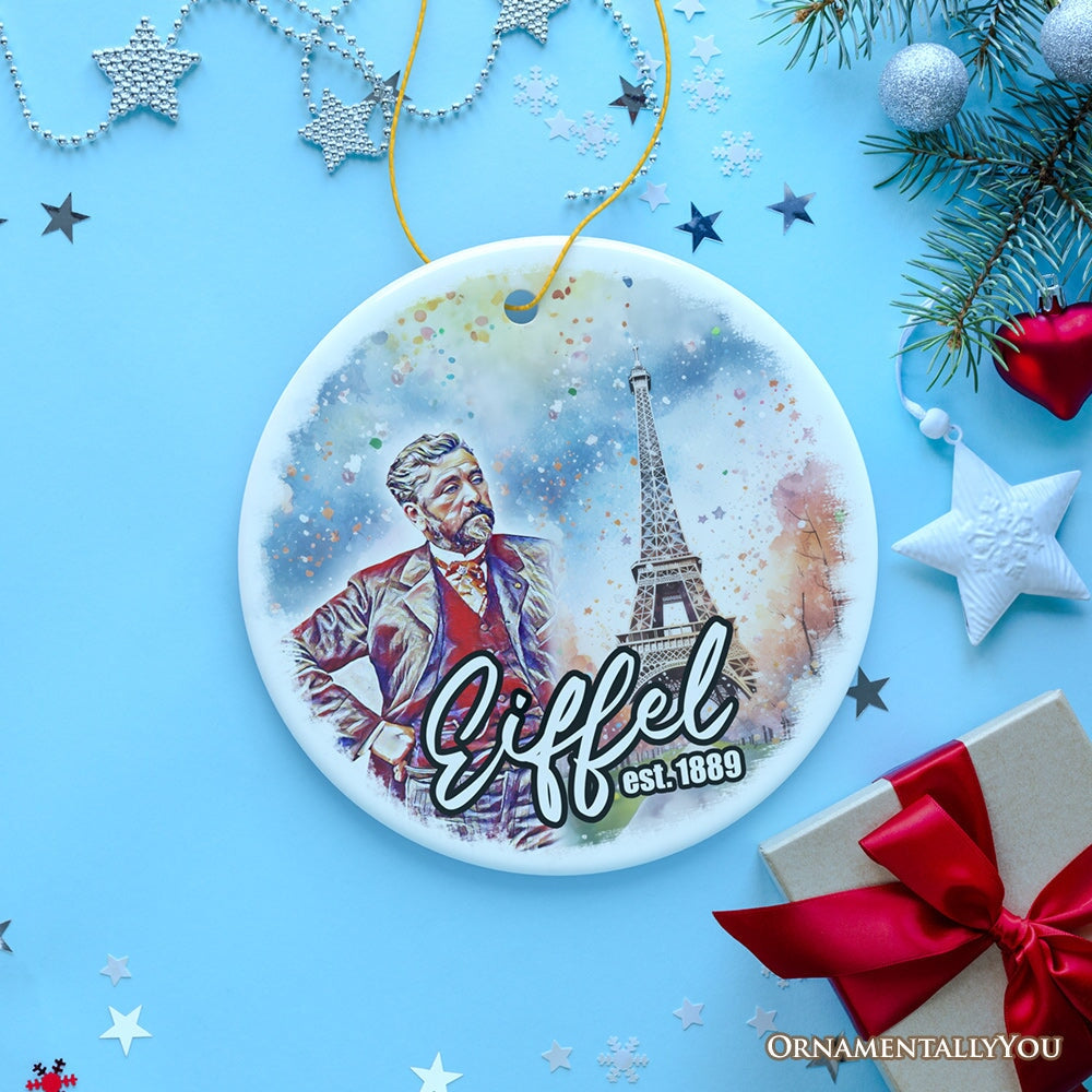 Artistic Eiffel Tower Unique Ceramic Ornament, Handcrafted Paris Decor