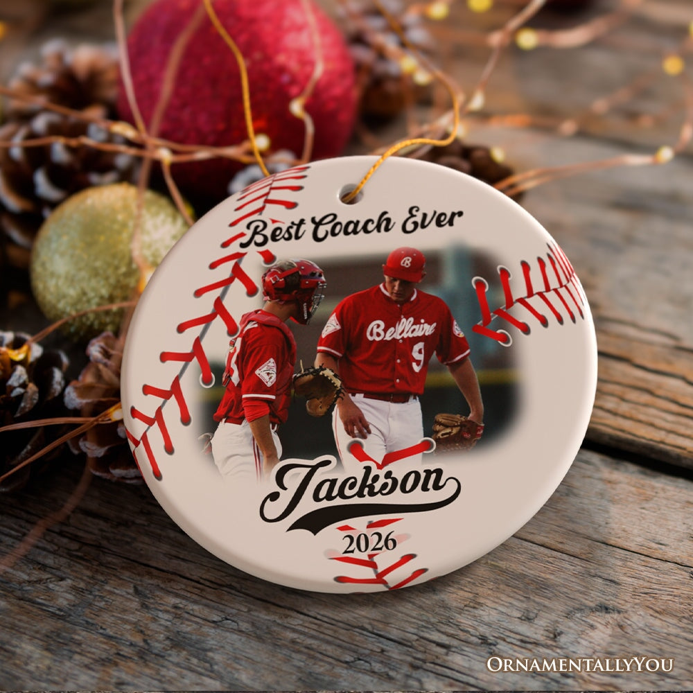 Baseball Personalized Picture Ornament Gift, Photo Upload Team, Player and Coaches Gift