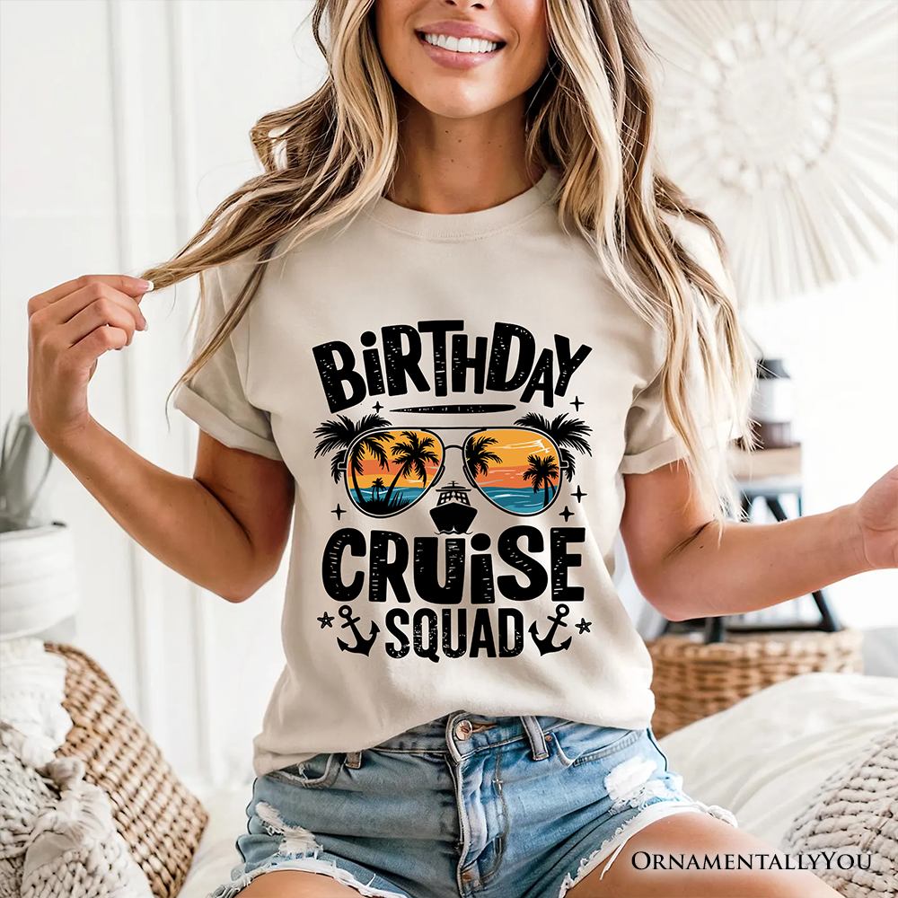 Birthday Cruise Squad T-Shirt, Tropical Vacation Cruise Trip Tee
