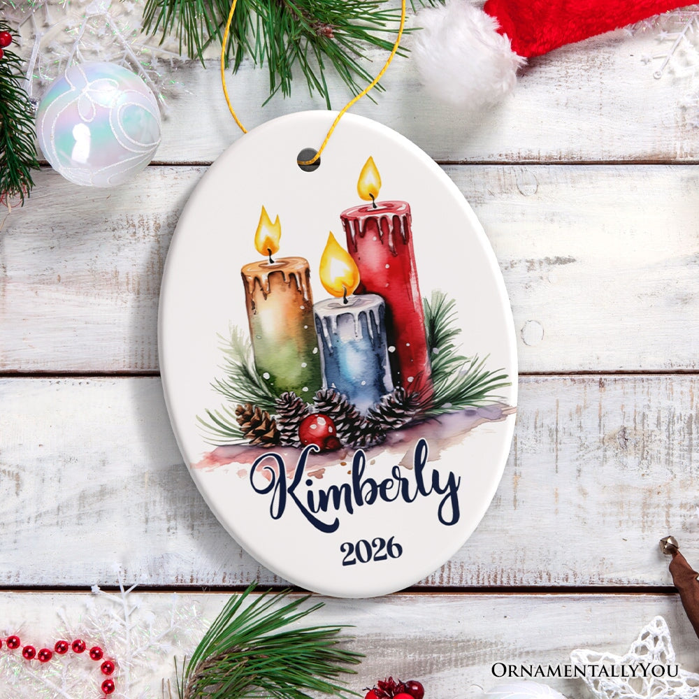 Candlelit Magic Enchanting Personalized Christmas Ornament, Cozy Holiday Glow