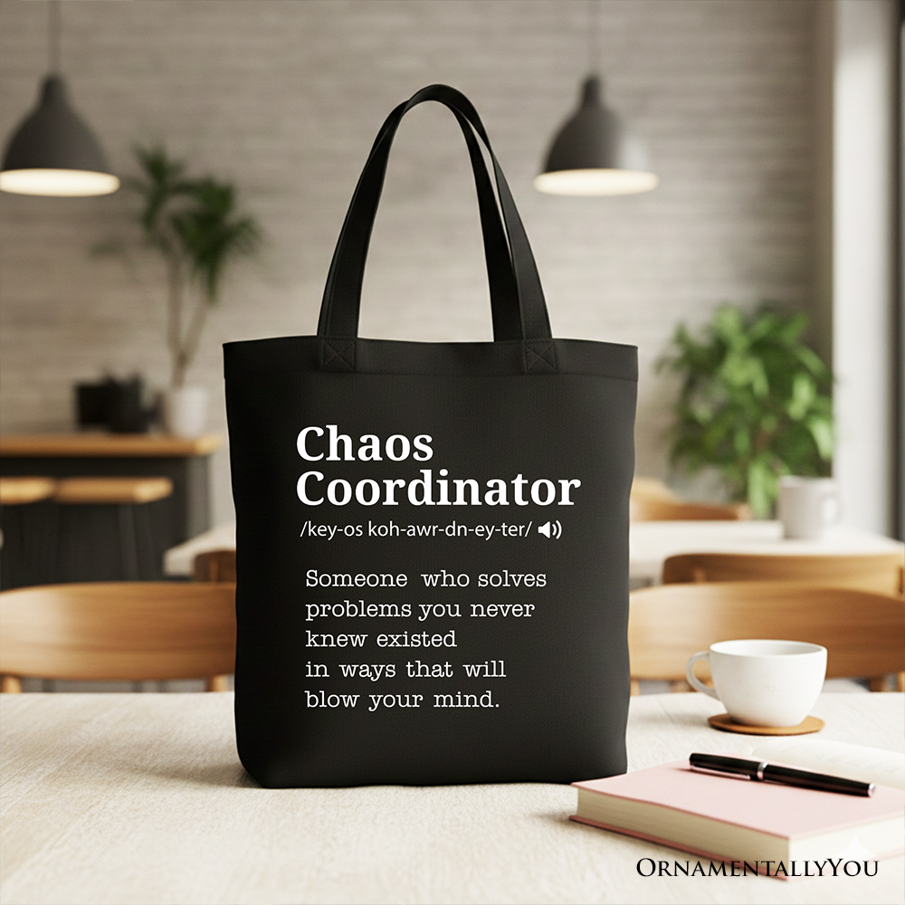 Chaos Coordinator Definition Personalized Canvas Tote Bag, Funny Gift Shopper for Busy Moms