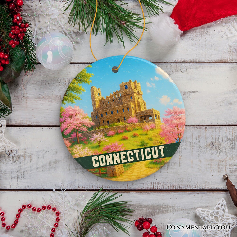 Charming Connecticut Gillette Castle Ornament, Historic Landmark Christmas Gift and New England Travel Keepsake
