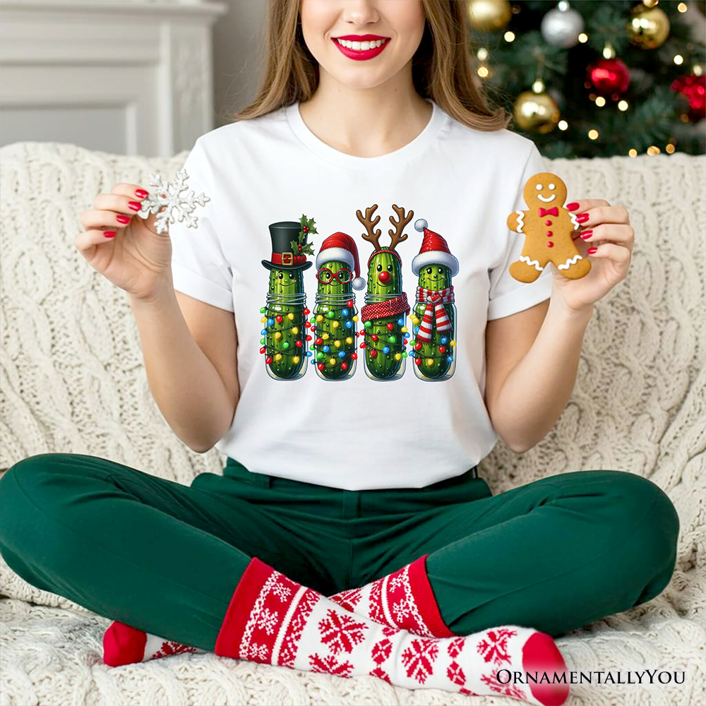 Christmas Pickles T-Shirt, Festive Holiday Cucumber Holiday Tee