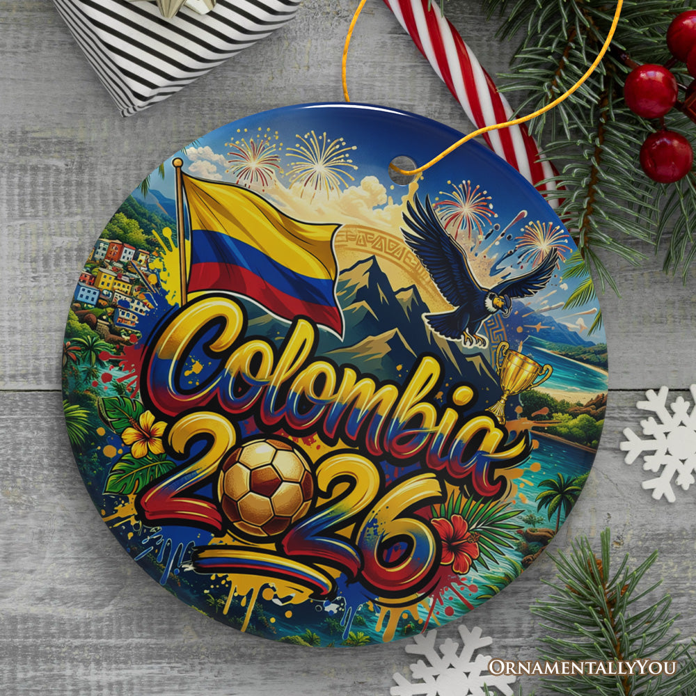 Colombia 2026 Soccer Cup Global Championship Ornament, Fans Football Gift and Tree Decor