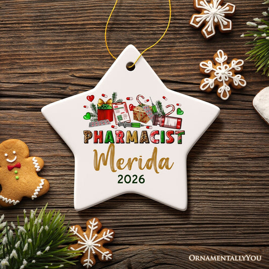 Colorful Pharmacist Appreciation Personalized Christmas Ornament, Custom Pharmacy Gift