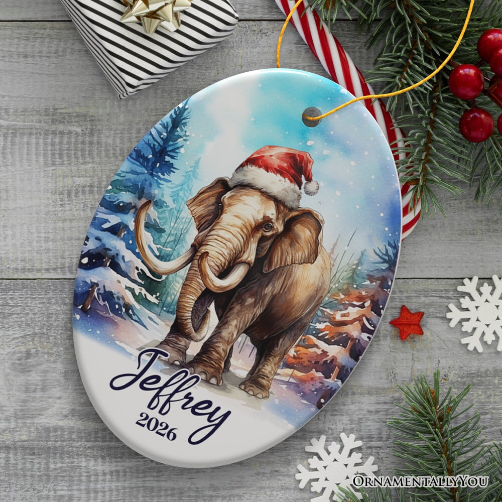 Elephant Personalized Ornament, Magical Arctic Glow Christmas Gift With Custom Name and Date