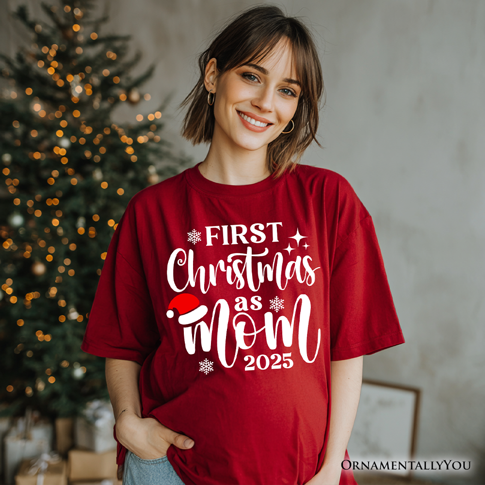 First Christmas as Mom 2025 Christmas T-Shirt, Matching Family Holiday Tee