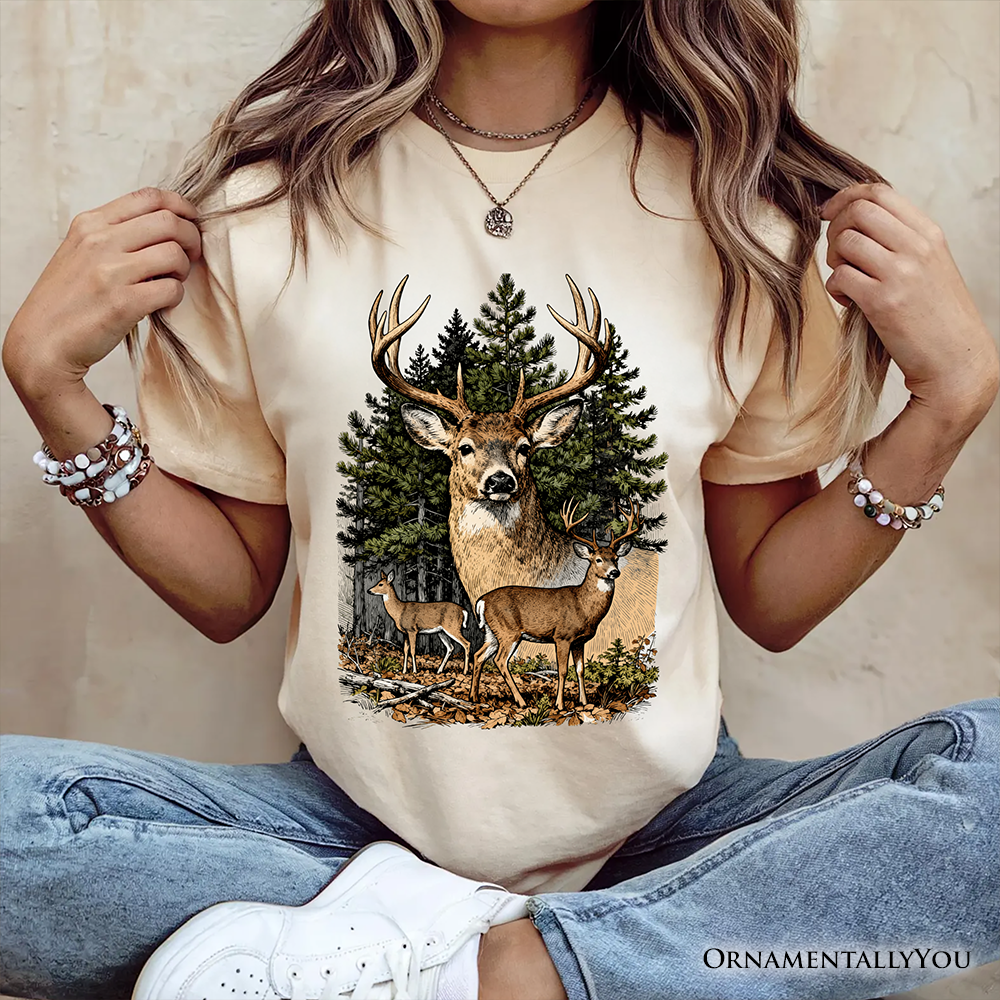 Forest Deers Vintage Grunge T-Shirt, Retro Hunter Tee