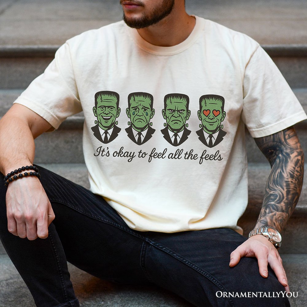 Frankenstein It’s Okay To Feel All The Feels T-Shirt, Funny Mental Health Feelings Tee