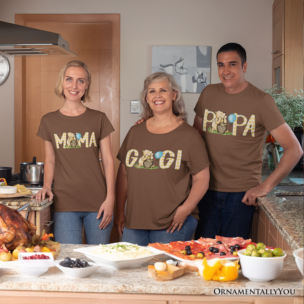 Gingham Bear Papa T-Shirt, Honey Bear Family Tee