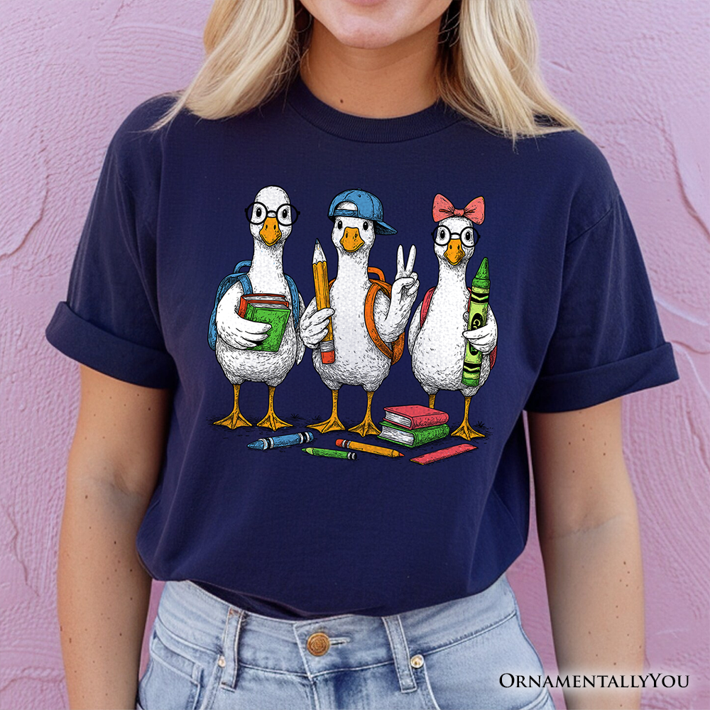 Goose Back to School T-Shirt, Cute Teacher Student Classroom Tee