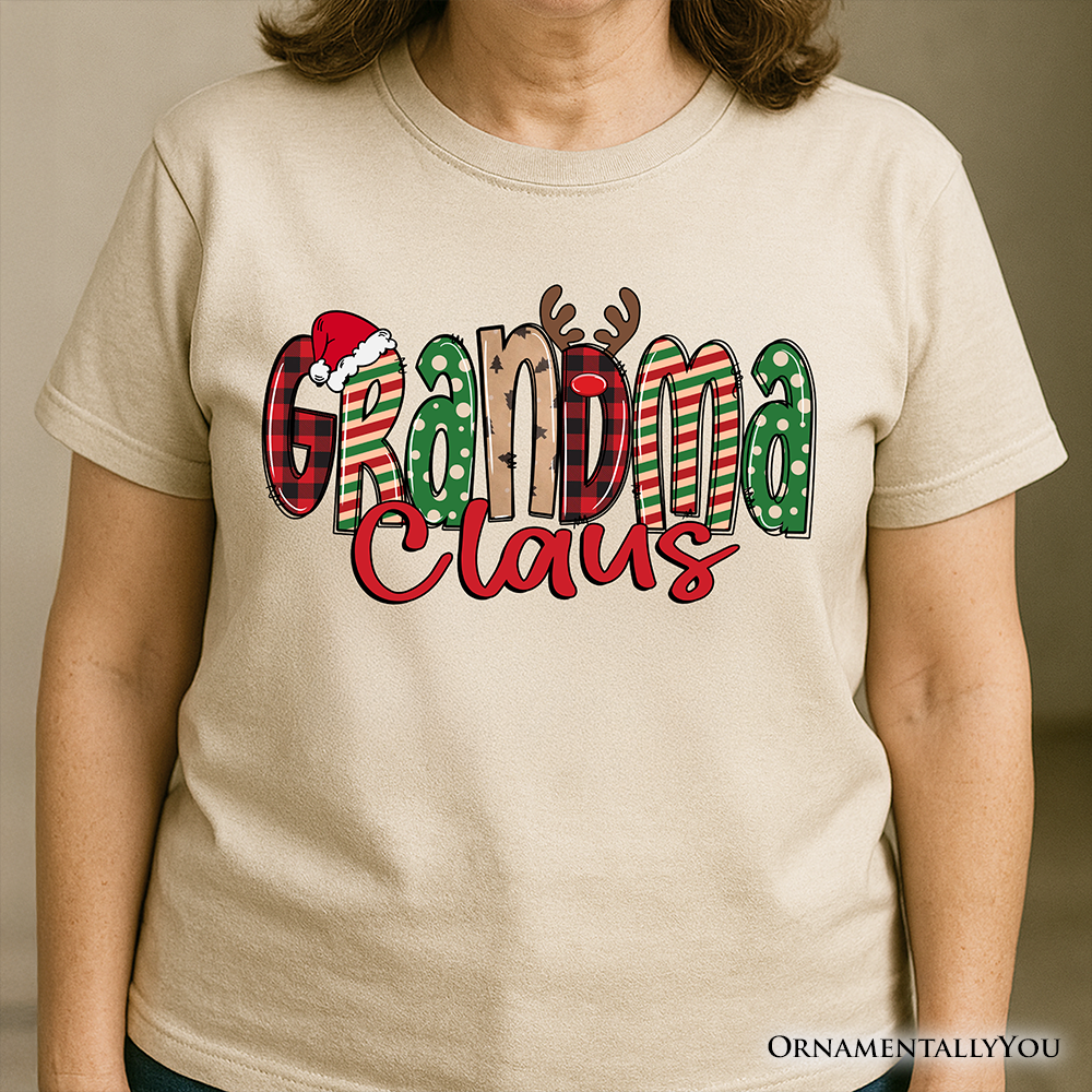 Grandma Claus Retro Christmas T-Shirt, Matching Family Holiday Tee